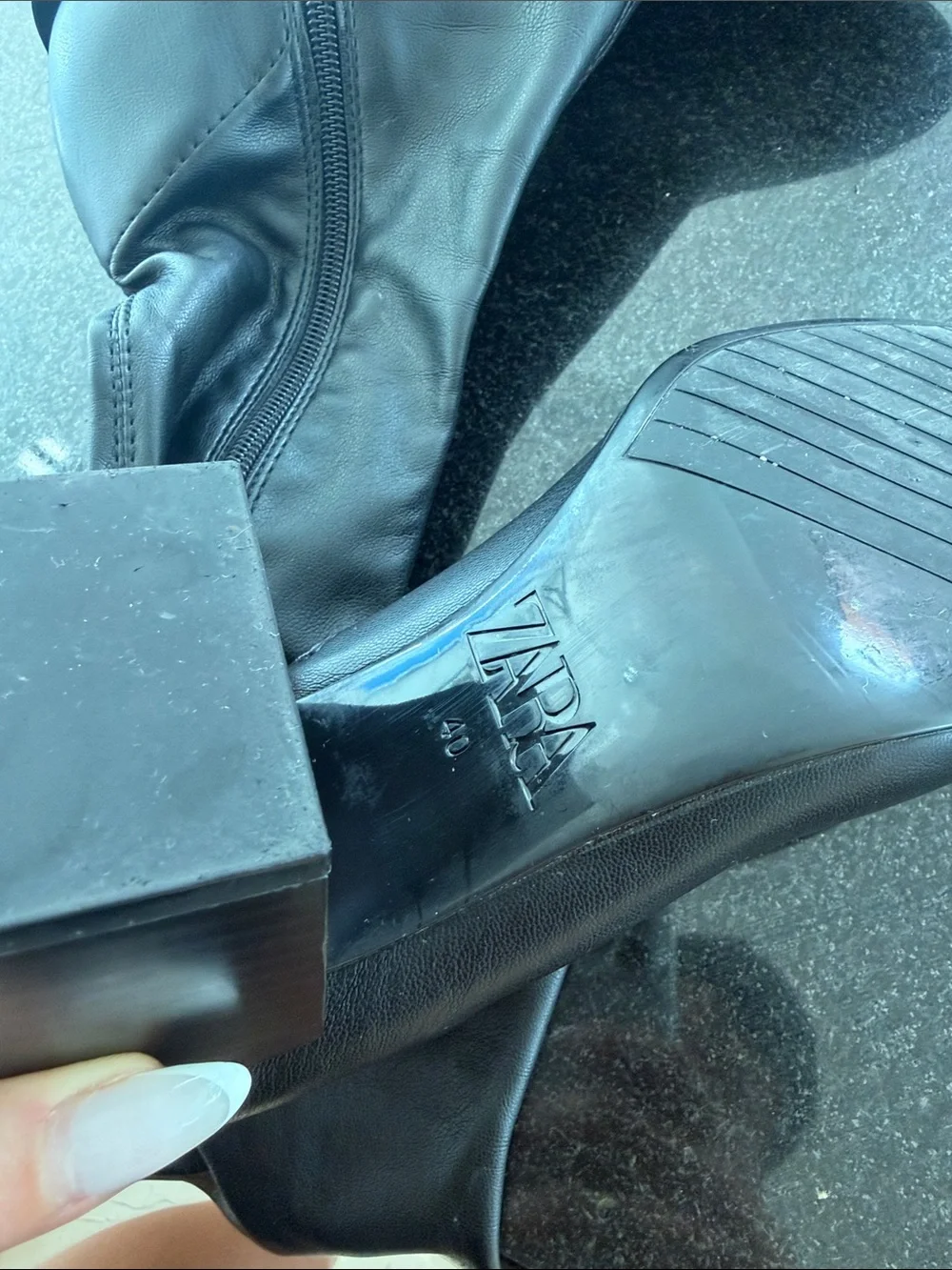 Zara Black Over-The-Knee Block Heel Boots